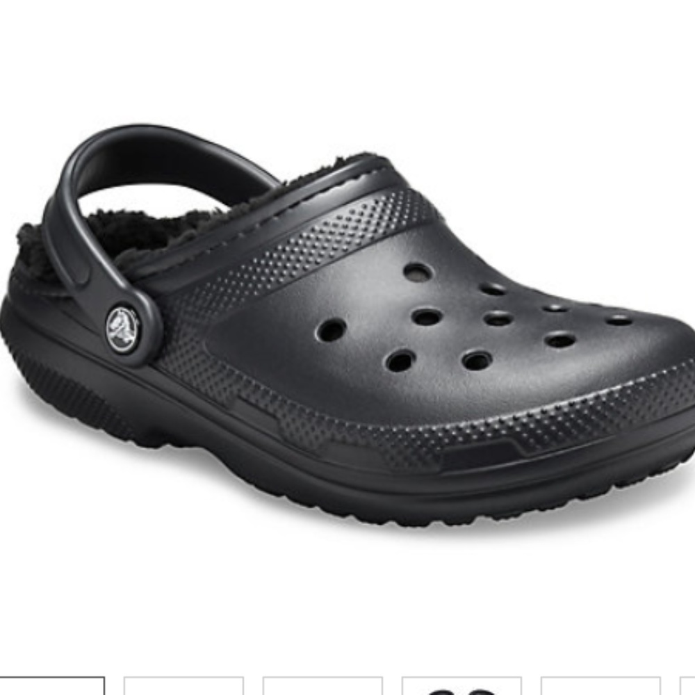 Black fuzz lined womens crocs